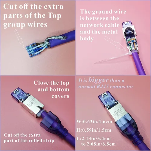 Vista 6 de Conectores RJ45 sin herramientas para reparación de campo de cables Ethernet y de red