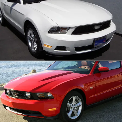 Vista 4 de Para Ford Mustang 2010, 2011, 2012, 2013, 2014 Luces de Marcador Lateral de Parachoques Delantero y Trasero, Luces LED Ámbar y Rojas, 4 piezas