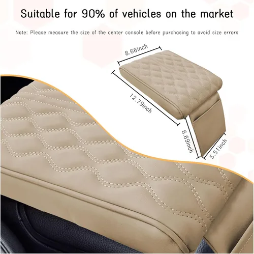 Vista 2 de Ziciner Funda para Consola Central de Coche, Cojín de Apoyo para Reposabrazos de Espuma Viscoelástica de Cuero, Almohada Impermeable para Manos