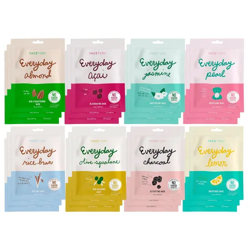 Vista 10 de FACETORY K Beauty Mascarilla Facial para el Cuidado de la Piel - COLECCIÓN EVERYDAY 8 Juego de Mascarillas en Hoja Mascarilla Facial Coreana