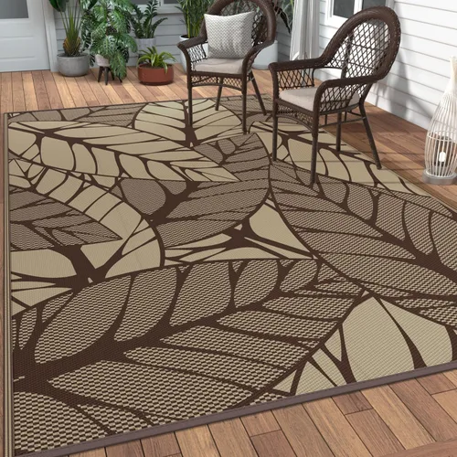 Vista 106 de GENIMO - Alfombra para exteriores de 6 x 9 pies, para patio, espacios amplios, reversible, de pajillas de plástico, alfombra impermeable para Azul