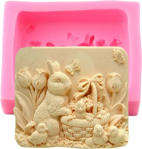 Vista 7 de Mujiang Pastel de conejo de Pascua que decora moldes de silicona para fondant de chocolate de azúcar