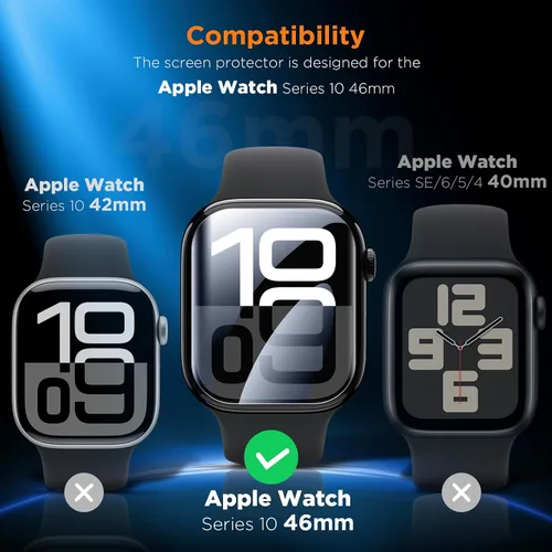 Vista 2 de LK 4Pack for Apple Watch Series 12/11/10 46mm Privacy Screen Protector Negro