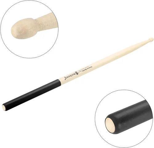Vista 4 de PATIKIL Bastón de madera de arce antideslizante con mango para tambor, envoltura 5A, negro, 2 pares para percusión de instrumentos musicales
