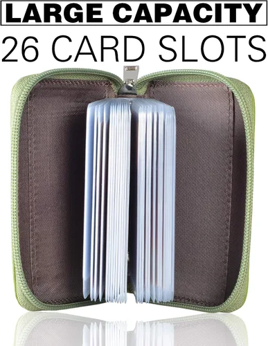 Vista 2 de Easyoulife billetera para tarjetas de crédito de cuero auténtico con espacio para 26 tarjetas