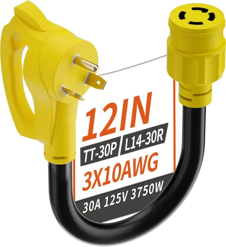 Vista 9 de PlugSaf Cable adaptador de generador RV de 3 clavijas de 15 amperios a 30 amperios, enchufe macho NEMA 5-15 a enchufe hembra NEMA L5-30, cable