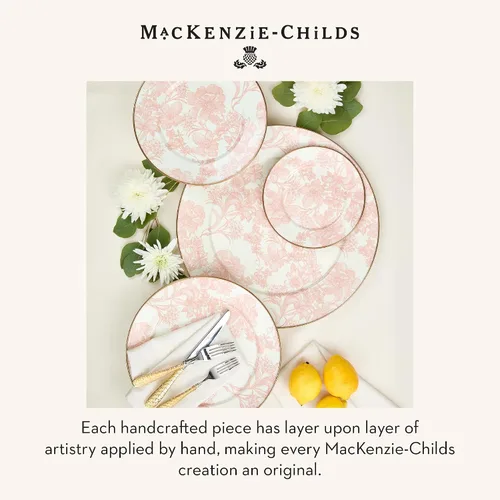 Vista 6 de MACKENZIE-CHILDS Placa de carga esmaltada, placa decorativa para decoración del hogar, 12 pulgadas, jardín inglés rosa