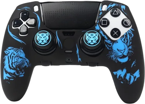 Vista 15 de RALAN Tiger - Fundas de silicona para controlador con 2 agarres para el pulgar, compatibles con PS5 Dualsense Edge Controller Play Station 5 Tigre