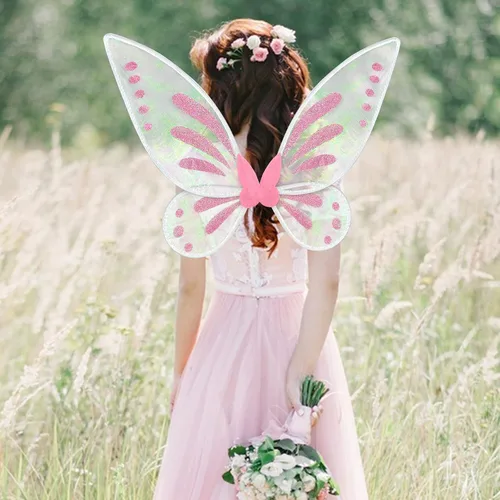 Vista 6 de quescu Alas de hadas para adultos, alas de mariposa para niñas, alas de ángel brillantes, disfraz de hada para mujer, disfraz de fiesta de Halloween