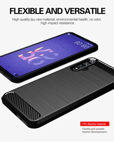 Vista 3 de Asuwish Funda de teléfono para Huawei Nova 5T/Honor 20 con protector de pantalla de vidrio templado y accesorios para celulares, silicona TPU suave