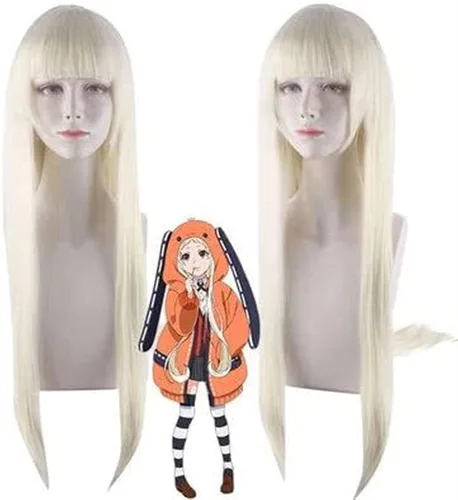 Vista 2 de Anime cosplay wigs Kakegurui Yomoduki Runa Golden cosplay