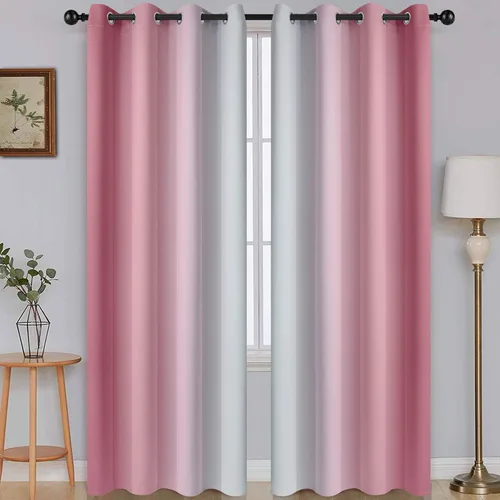 Vista 138 de SimpleHome Cortinas degradadas degradadas para oscurecer la habitación de 36 pulgadas de largo para dormitorio, con ojales y bloqueo de luz Negro