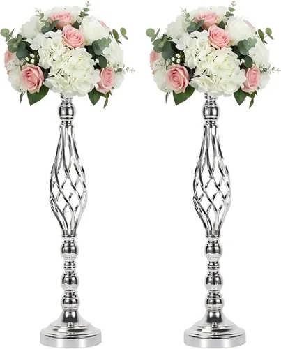Vista 13 de Candelabros de metal dorado para candelabros de boda, jarrones, flores, jarrones, 2 uds