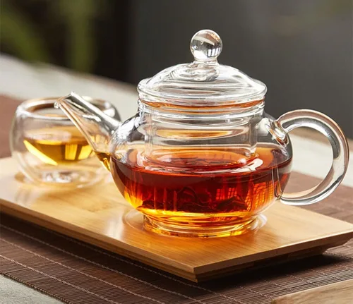Vista 3 de Tetera pequeña, tetera de vidrio con infusor, tetera para té suelto, 8 onzas