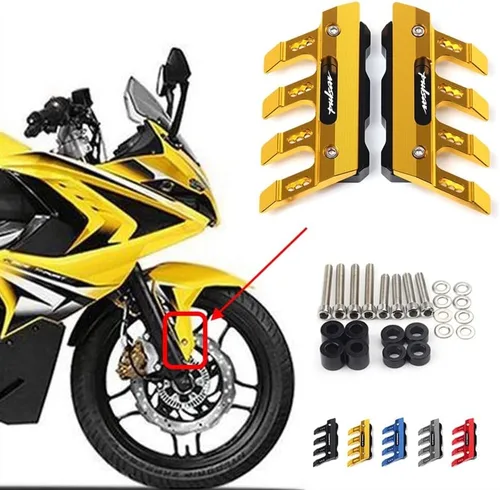 Vista 2 de Para Bajaj Pulsar 200 NS/Pulsar 200 RS/200 AS 200 Protector lateral de caída de motocicleta Protector de horquilla delantera Protector de Negro