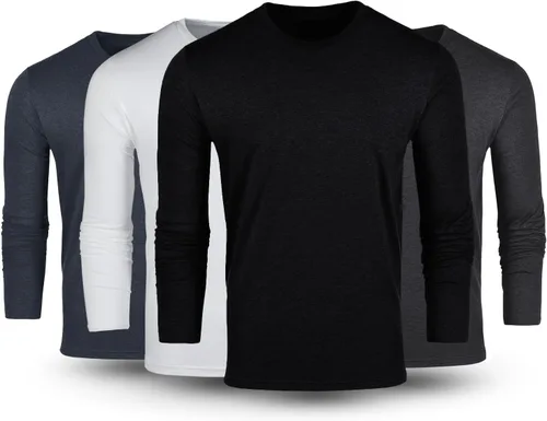 Vista 9 de Fresh Clean Threads Camiseta de manga larga para hombre, preencogida, suave, ajustada, clásica, de primera calidad, camisetas de algodón y poliéster