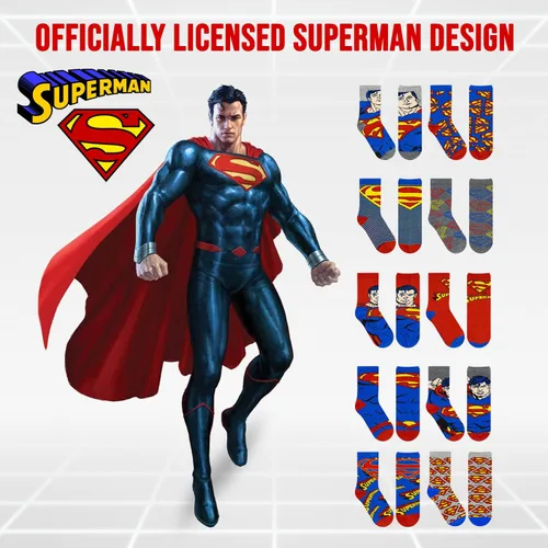 Vista 3 de DC Comics Calcetines para niños, paquete de 10 calcetines para niños, calcetines para niños pequeños con The Batman, Superman, Wonder Woman y Flash