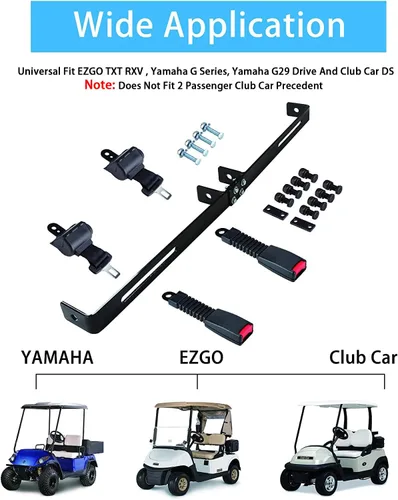 Vista 4 de 10L0L Kit de cinturón de seguridad para carrito de golf, paquete de 2 unidades de 42 pulgadas retráctiles con soporte para Yamaha/DS/EZGO TXT/RXV