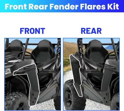 Vista 3 de KUAFU Fender Flare - Protector contra salpicaduras compatible con Polaris RZR Trail 900 EPS UTV 2014-2024, protectores de barro, protección contra
