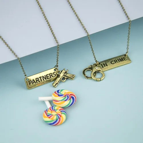 Vista 4 de Lux Accessories, Partners In Crime, esposas de mejores amigas, juego de collares que combinan, mejores amigas por siempre, metal común, Dorado