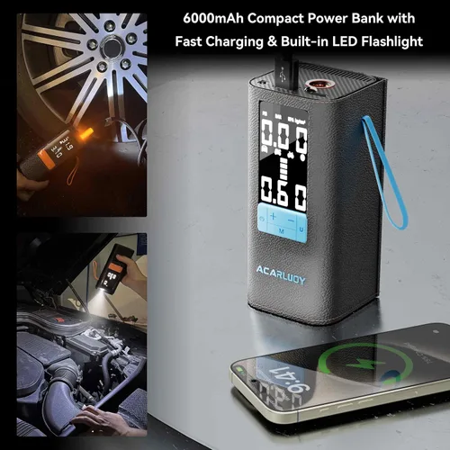 Vista 4 de Portable Air Compressor Tire Inflator - 150PSI 6000mAh Cordless Air Pump for Car Tires, 3X Faster Inflation,Fit for MINI Clubman 2009-2010,Tire