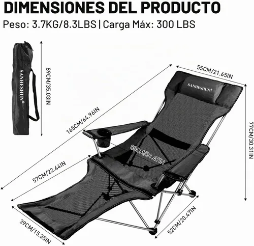 Vista 2 de Zero Gravity - Silla de camping reclinable con almohada acolchada, soporte para tazas, bolsillo de almacenamiento y bolsa de transporte, sillón