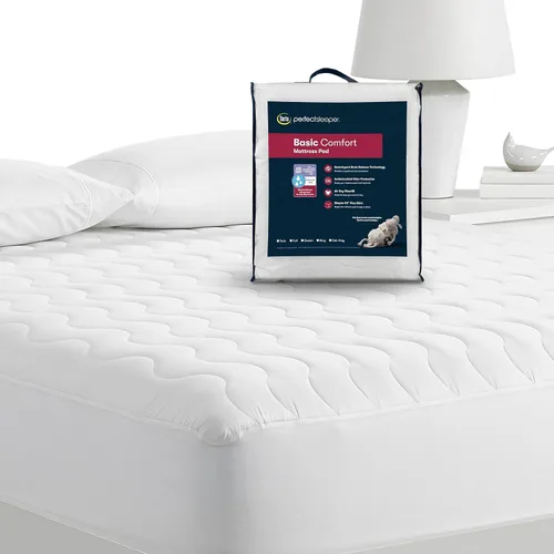 Vista 5 de Serta Air Dry Protector de Colchón Acolchado de Tela de Rendimiento de Comodidad Básica, Cubrecolchón Refrescante y Transpirable, Protección que