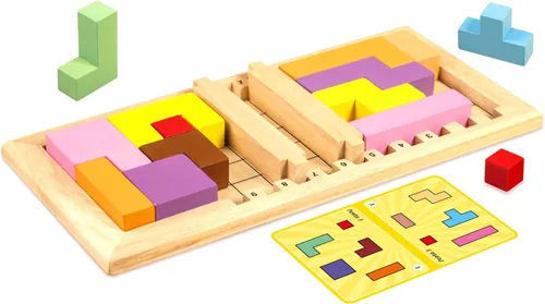 Vista 6 de Katamino Family Juego de rompecabezas de madera para niños y padres Juegos de mesa educativos para niños pequeños y niños de todos los niveles