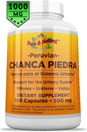 Vista 4 de Chanca Piedra 100 unidades – 500 mg rompepiedras peruano de materia prima – 2 cápsulas por porción trituradora de piedras