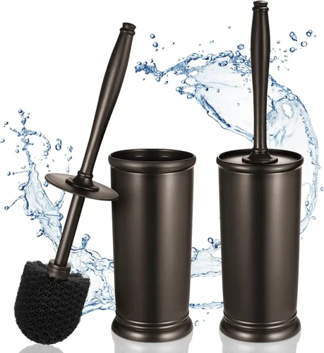 Vista 9 de Juego de Portaescobillas para Inodoro: Cepillo Limpiador de Inodoro de Limpieza Profunda para Bordes con Soporte para Baño Rv - Accesorios B-bronce