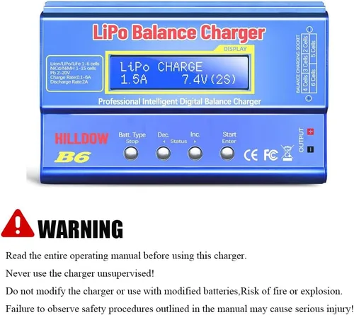 Vista 7 de Cargador de Batería B6 80W Mini Lipo Cargador/Descargador de Equilibrio con Fuente de Alimentación para Batería LiPo/Li-ion/Life(1-6s) NiMH/NiCd