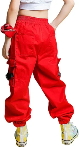 Vista 4 de Pantalones cargo de algodón para niños y niñas, sueltos, para baile de hip hop