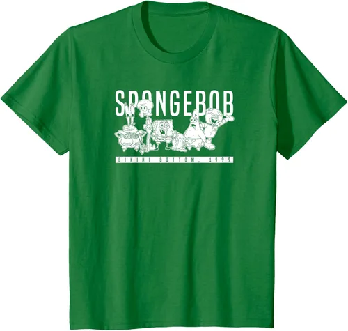 Vista 48 de Bob Esponja Vintage Group Simple Logo Camiseta, Negro