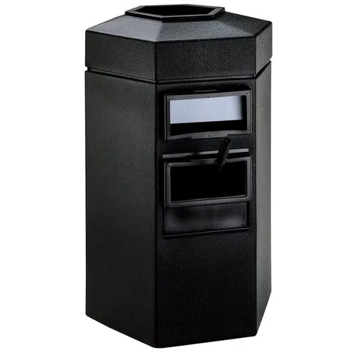 Vista 11 de Contenedor de basura negro de 28 galones con dispensador de toallas, escobilla de goma y estación de lavado de parabrisas, cubo de basura, papelera