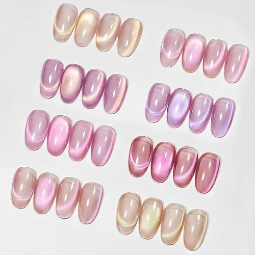 Vista 14 de MIZHSE Quick Dry Cat Eye Gel Nail Polish Set 4 Colors Long Lasting Silver Magnetic & Jelly Sheer Shades with Magnet Stick, High Shine Soak Off UV