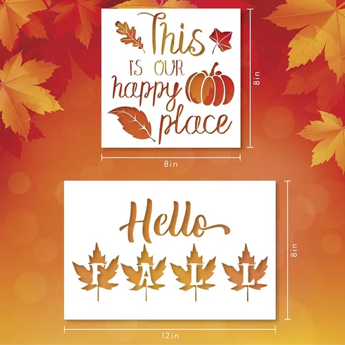 Vista 2 de 8 plantillas de pintura de otoño y otoño, plantillas de dibujo de Acción de Gracias, plantillas de plástico para manualidades, decoración del hogar