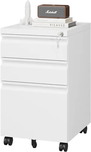 Vista 12 de PEUKC Archivador de 2 cajones con cerradura, archivador de metal debajo del escritorio para tamaño carta/legal/A4 para oficina en casa, archivadores