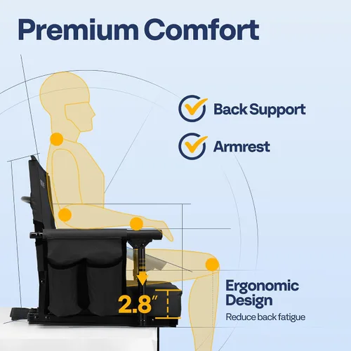 Vista 7 de VIVOHOME Stadium Seats with Back Support, Bleacher Chair for Sports Events Foldable, Easy To Carry, Adjustable Length Shoulder Strap, Two Cup