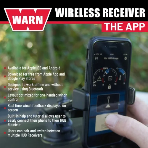 Vista 6 de WARN 103950 Receptor inalámbrico HUB y aplicación de teléfono - para cabrestantes Powersports (VRX, ProVantage, Vantage) Winch Control from a