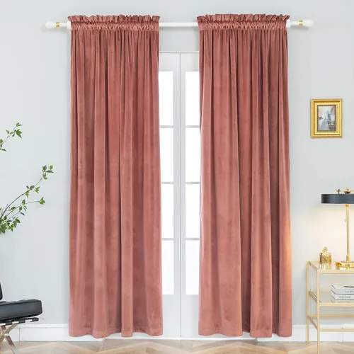 Vista 11 de PLEASANT BOULEVARD Cortinas de terciopelo [2 paneles] elegantes para sala de estar, dormitorio, cuarto de bebé, cortinas para oscurecer la Beige