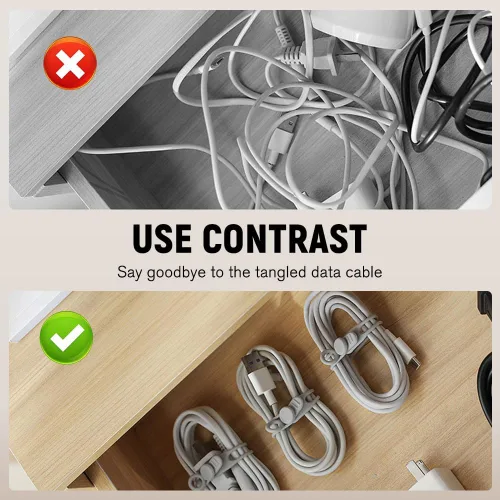 Vista 6 de Upgraded Data Cable Organizer - Made of Silicone, A Multi-Purpose Cable Bundling Tool(12pcs)