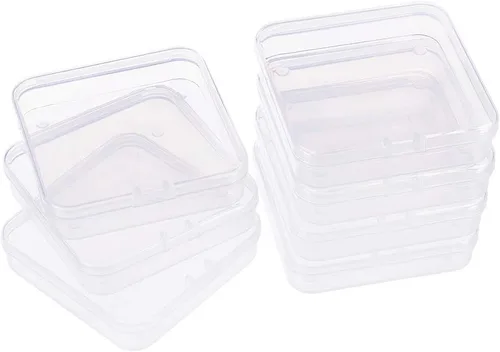 Vista 12 de BENECREAT Paquete de 24 contenedores cuadrados de plástico transparente de 1.38 x 1.38 x 0.7 pulgadas, con tapa para artículos, tapones