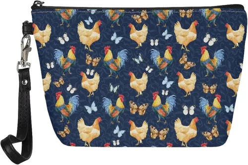 Vista 6 de Bigcardesigns Bolsa de maquillaje organizadora de cosméticos con asa para mujeres y señoras de viaje, portátil, bolsa de inodoro de piel sintética