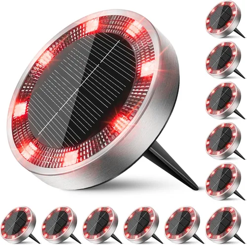 Vista 28 de Peasur Luces solares de suelo para exteriores, paquete de 24 luces planas de disco con energía solar, IP68 impermeable, antioxidante, iluminación