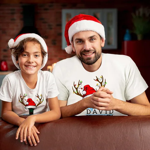 Vista 6 de Camiseta de Navidad personalizada a juego para la familia, trajes personalizados de la familia de Navidad, camisetas de Navidad personalizadas