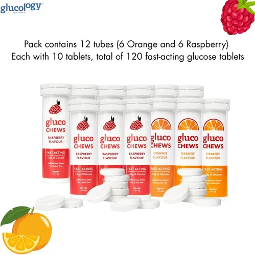 Vista 2 de Glucochews - Tabletas mixtas de glucosa – 120 unidades (10 por tubo, 12 tubos de tamaño de bolsillo) 0.13 oz de glucosa de acción rápida cada uno