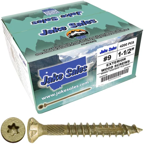 Vista 194 de 8 x 1 revestimiento exterior recubierto de bronce, tornillo de madera multiusos compatible con ACQ, cabeza plana Torx/Star Drive de 1 libra, 288