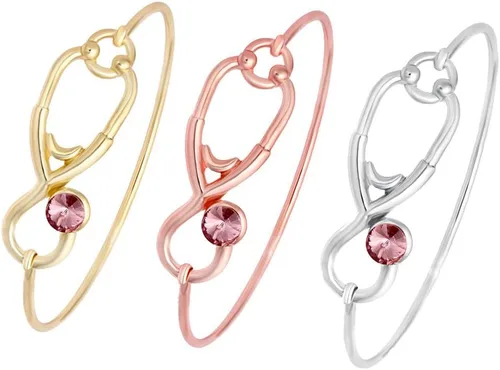 Vista 20 de Estetoscopio Caduceus Doctor Enfermera Encanto Bangle Pulseras para RN graduación regalo