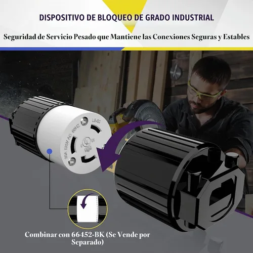 Vista 4 de ENERLITES NEMA L5-30P - Conector de bloqueo para generador, color negro