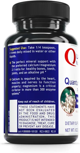 Vista 3 de Quantum Calci-Mag Powder - Calcio puro y magnesio - Promueve un pH alcalino óptimo, soporte mineral para los huesos, las articulaciones